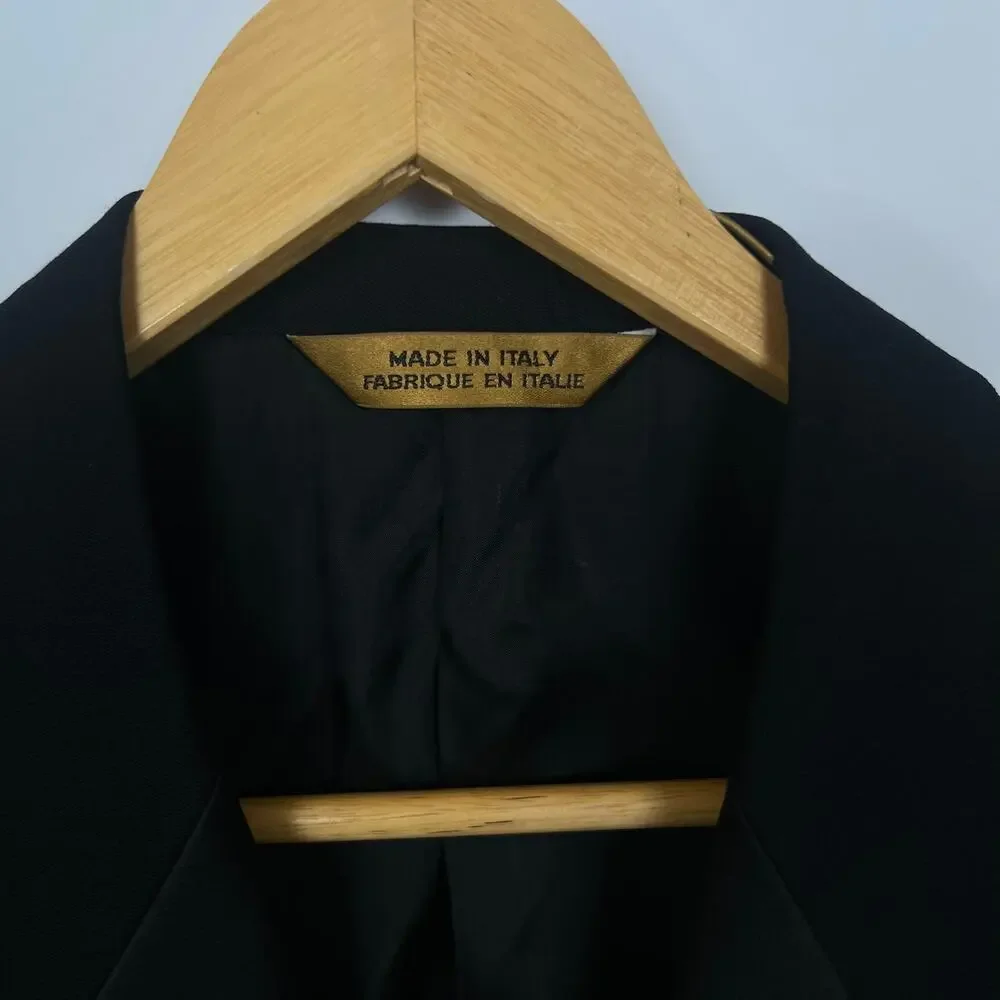 Donna Karan NY Men's 42R Italian Wool Black Two-Button Satin Lapel Tuxedo Jacket